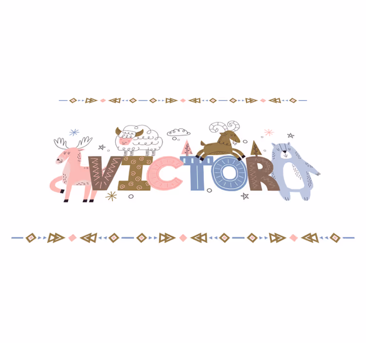 Tapete vinílico com nome tema alpaca personalizado - TenStickers