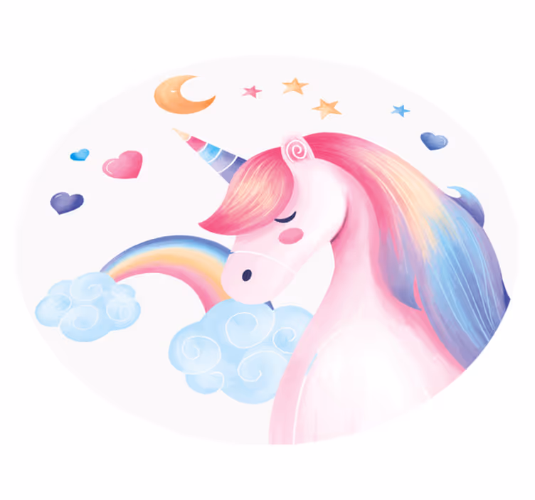 Tapete em vinil infantil fantasia de unicórnio - TenStickers