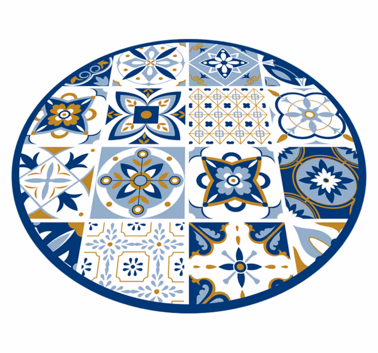 Tapete vinílico azulejos padrão de ladrilho circular - TenStickers