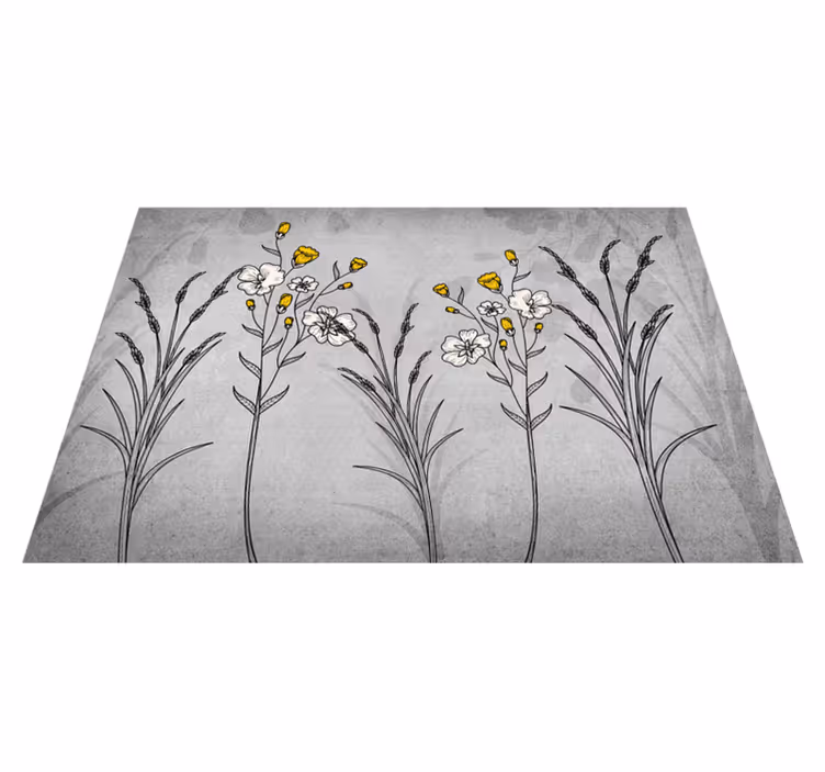 Tapete vinílico flores e plantas detalhe de desenho floral - TenStickers