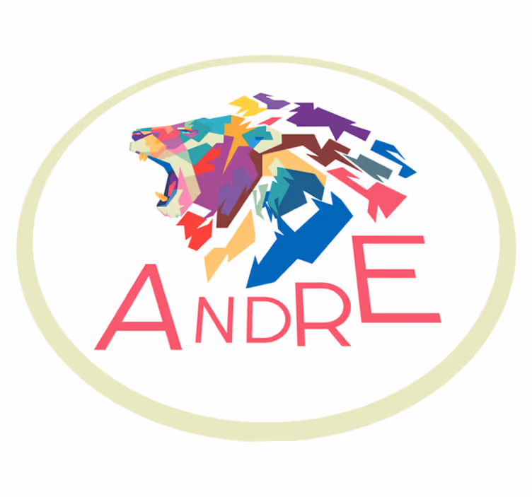Tapete vinílico com nome personalização de leão colorido - TenStickers