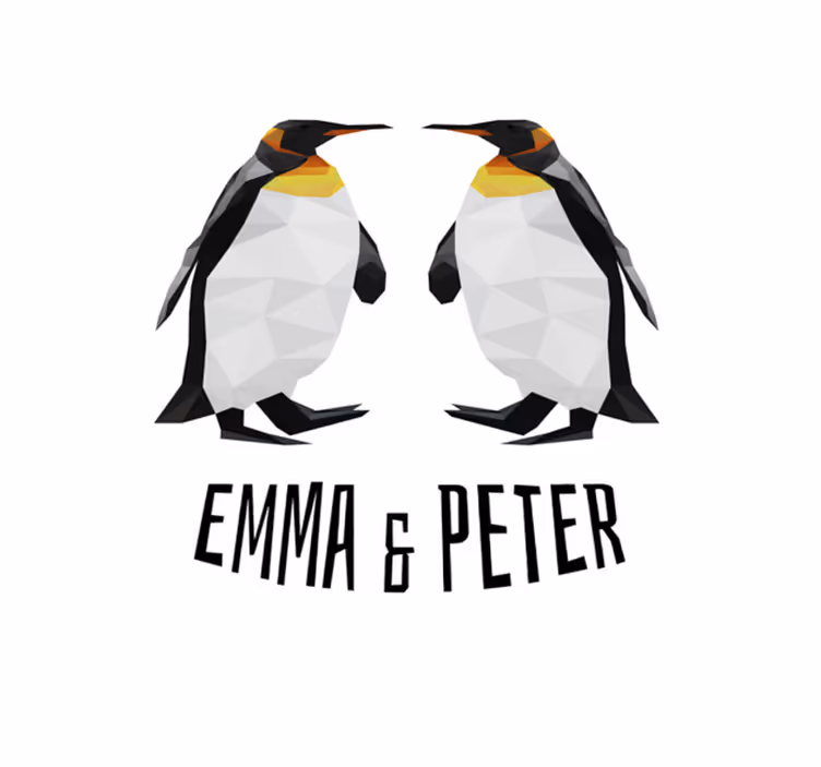 Tapete vinílico com nome pinguins geométricos - TenStickers