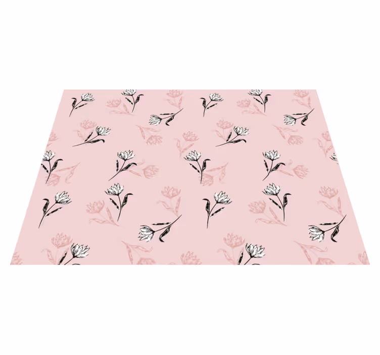 Tapete vinílico flores e plantas fundo rosa floral - TenStickers