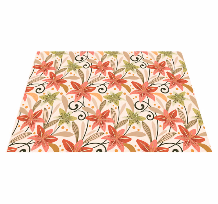 Tapete vinílico flores e plantas padrão floral redemoinho - TenStickers
