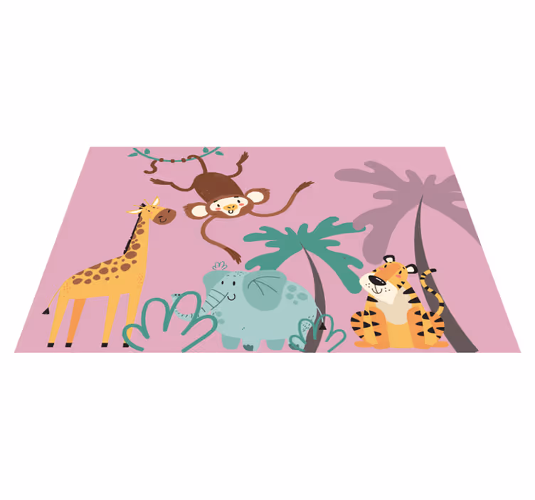 Tapete em vinil infantil animais de safari coloridos - TenStickers