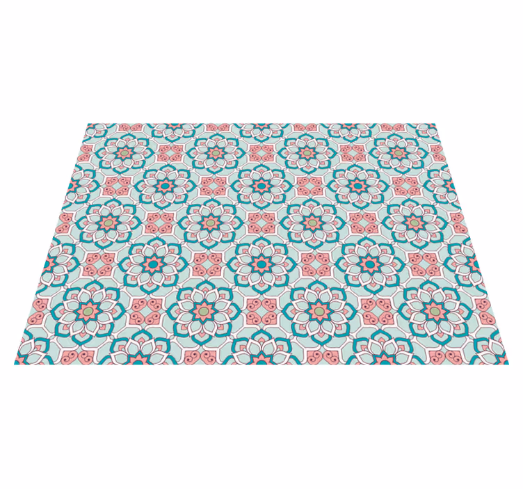 Tapete vinílico flores e plantas com padrão de azulejo - TenStickers