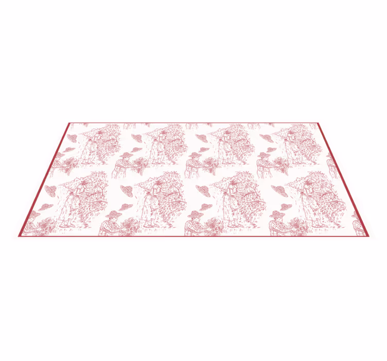Tapete vinílico vintage padrão de toile de cena pastoral - TenStickers