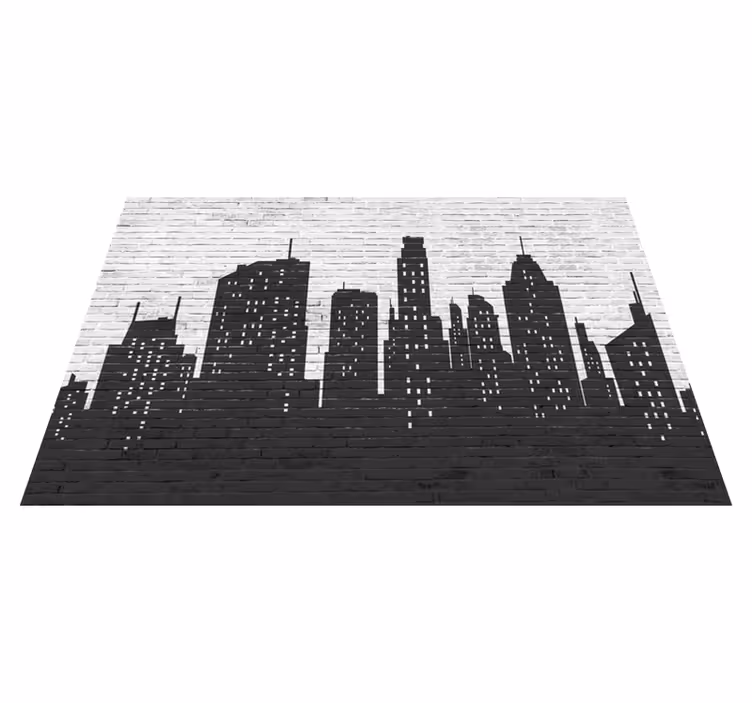 Tapete vinílico skyline parede de tijolos - TenStickers
