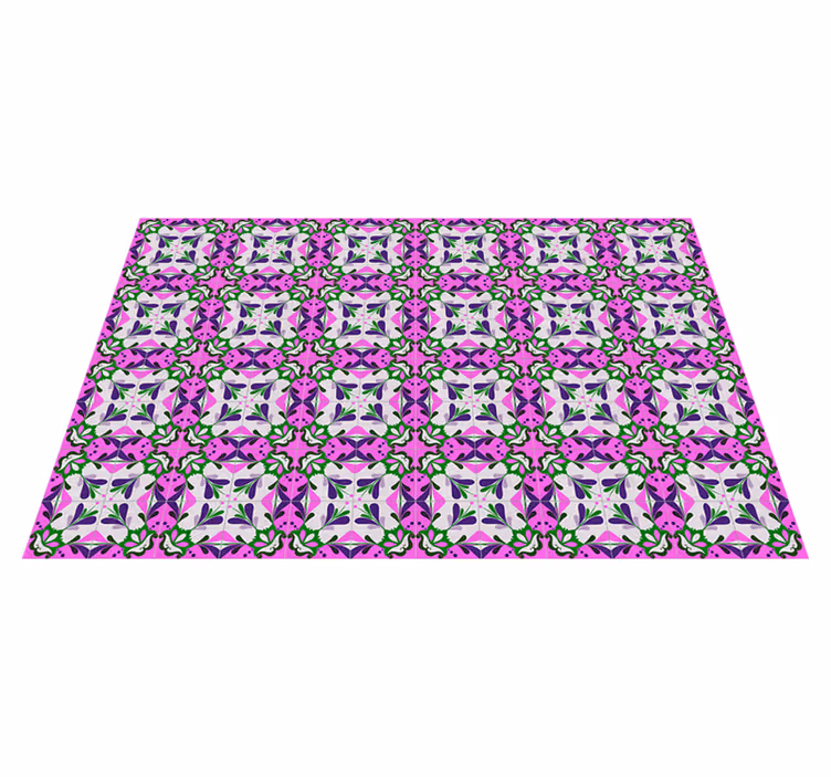 Tapete vinílico retro azulejo hidráulico rosa - TenStickers