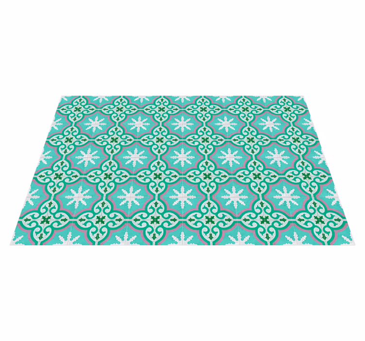 Tapete vinílico retro azul hidráulico verde - TenStickers