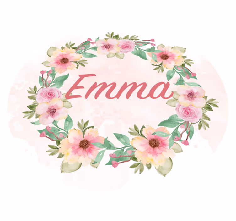 Tapete vinil com nome e coroa de flores - TenStickers