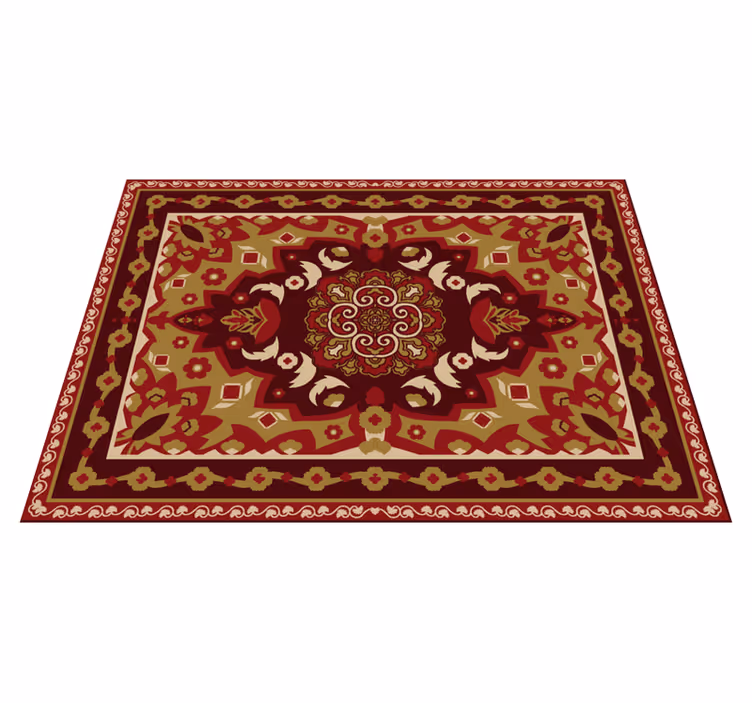 Tapete vinílico sala de jantar floral geométrico vintage - TenStickers
