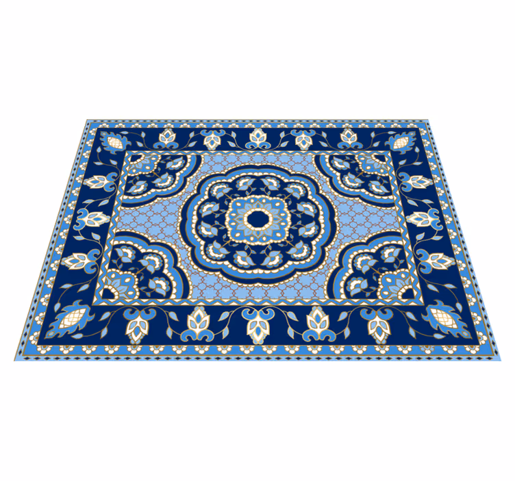 Tapete vinílico para sala de jantar design azul oriental - TenStickers