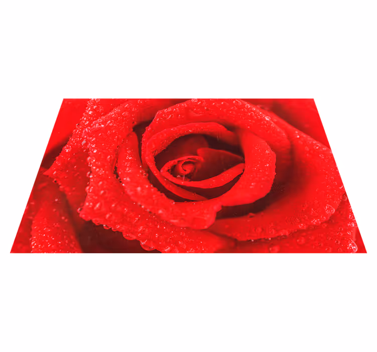 Tapete vinílico vermelho flor rosa - TenStickers