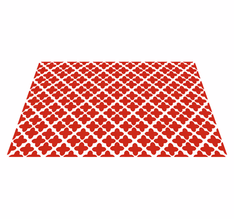 Tapete vinílico vermelho padrão geométrico branco - TenStickers
