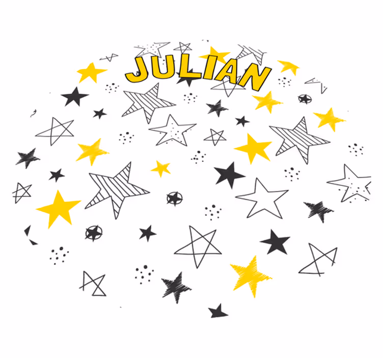 Tapete vinílico com nome tema estrelado personalizado - TenStickers