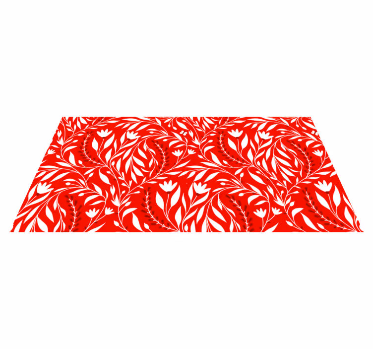 Tapete vinílico vermelho desenho de folha floral - TenStickers