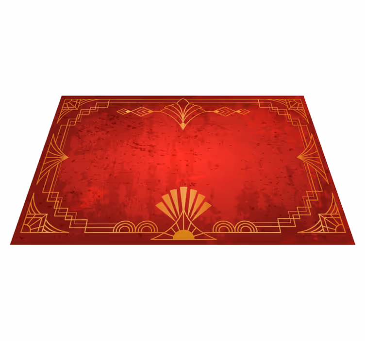 Tapete vinílico vermelho borda padrão dourado - TenStickers
