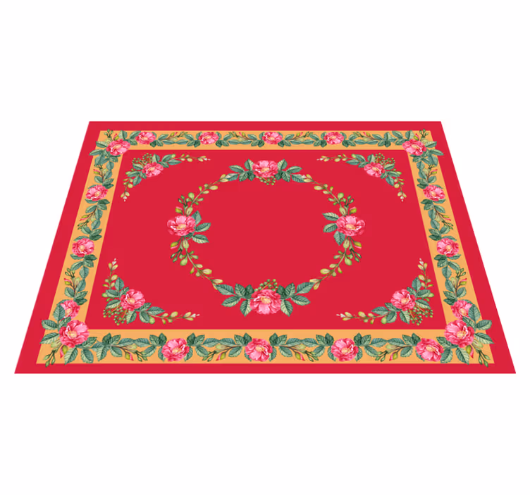 Tapete vinílico vermelho padrão floral vintage - TenStickers