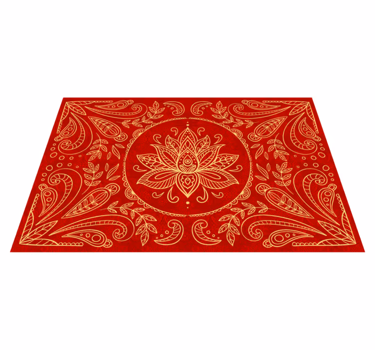 Tapete vinílico vermelho desenho de mandala vintage - TenStickers