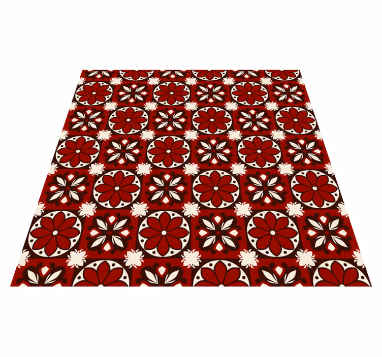 Tapete vinílico vermelho padrão de azulejo vintage - TenStickers