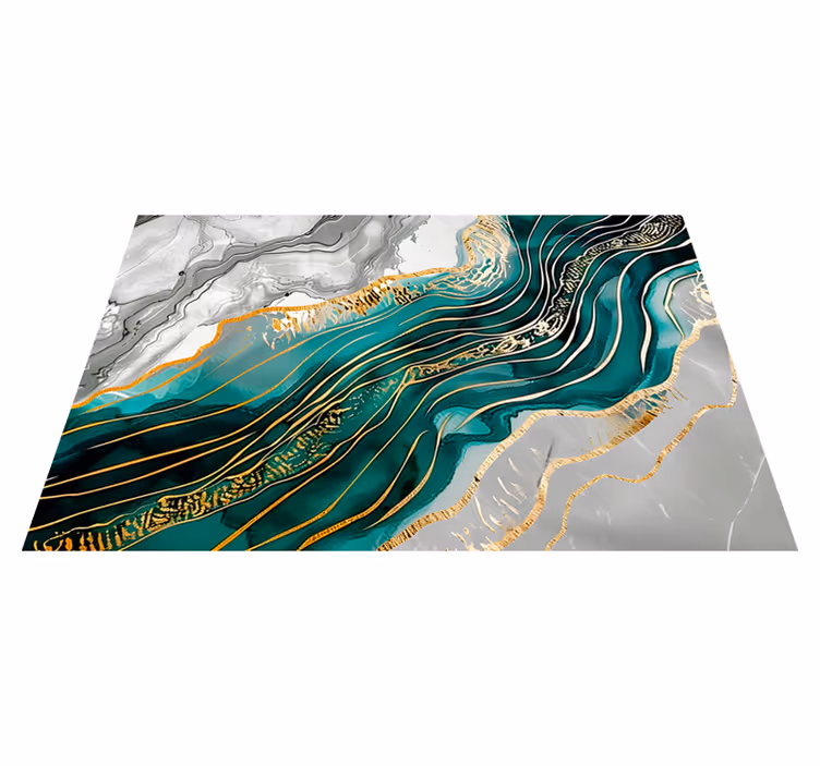 Tapete de vinil mármore cinza e verde com efeito dourado - TenStickers