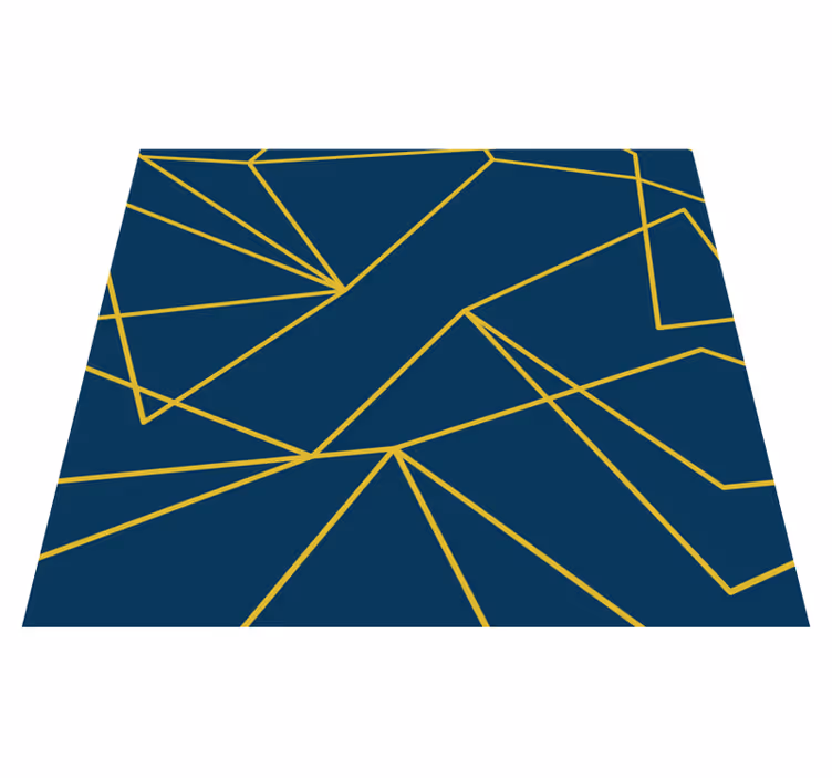 Tapete vinílico azul linhas geométricas de ouro - TenStickers
