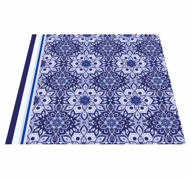 Tapete vinílico azul design floral vintage - TenStickers
