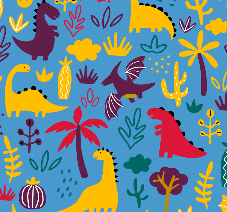 papel de parede animais fauna de dinossauros - TenStickers