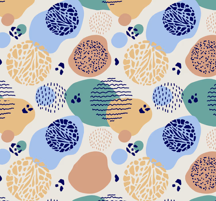 papel de parede formas geométricas padrões retrô circulares - TenStickers