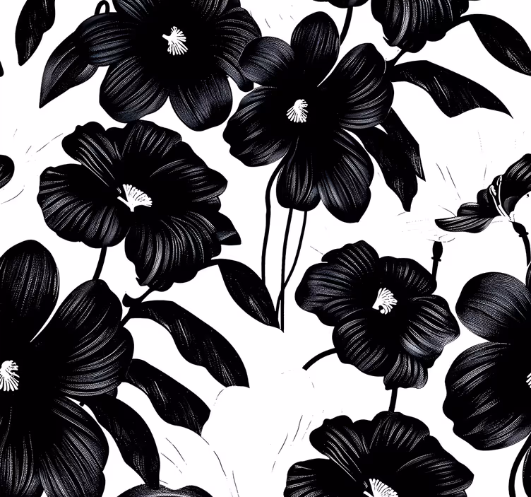 Papel de parede flores papoula preta - TenStickers