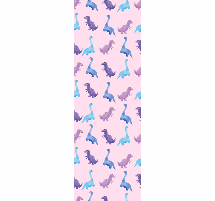 Papel de parede dinossauros padrão de enfermeira rosa - TenStickers