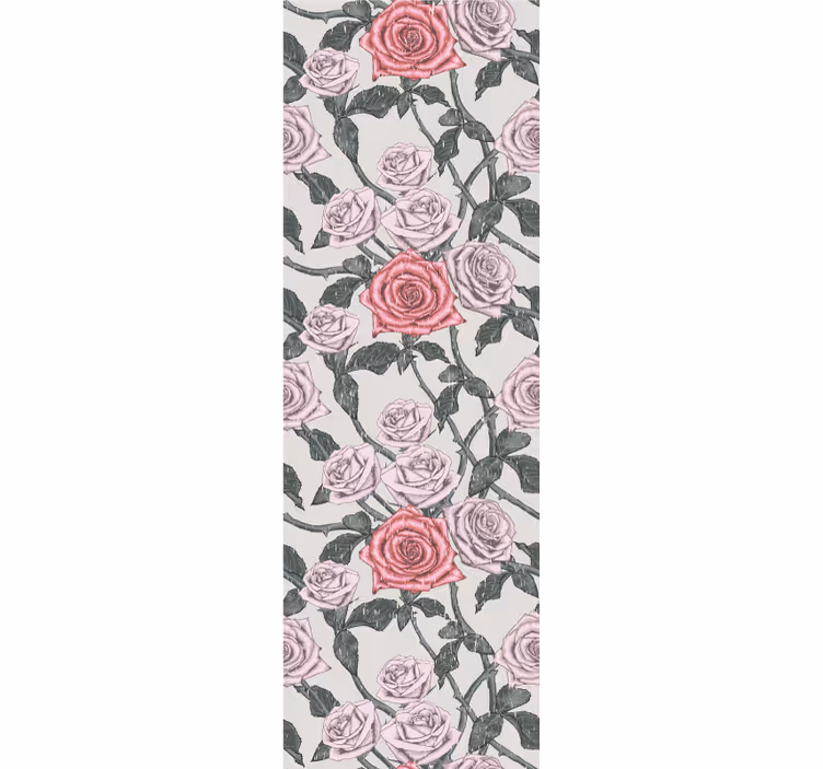 papel de parede flores padrão de videira rosa - TenStickers