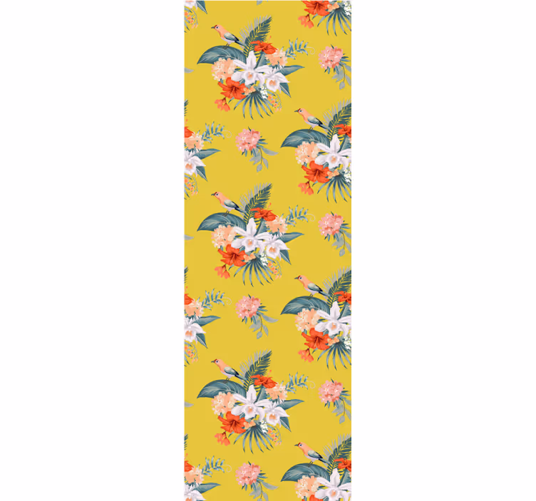 papel de parede flores buquê em fundo amarelo - TenStickers