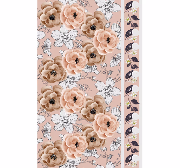 papel de parede flores arranjo bege elegante - TenStickers