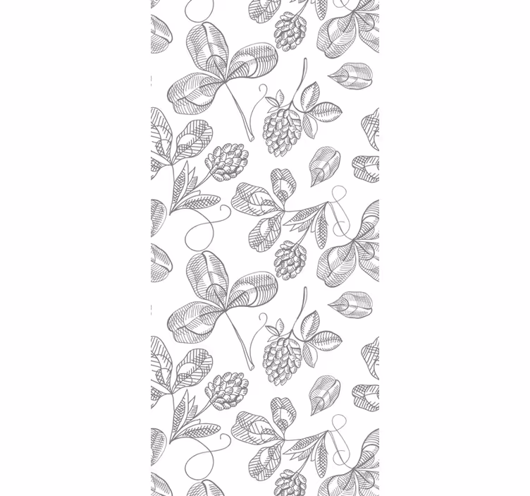 Papel de parede folhas padrão de design cinza e branco - TenStickers