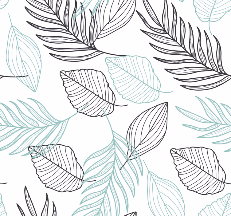 Papel de parede folhas padrão de voo cinza elegante - TenStickers