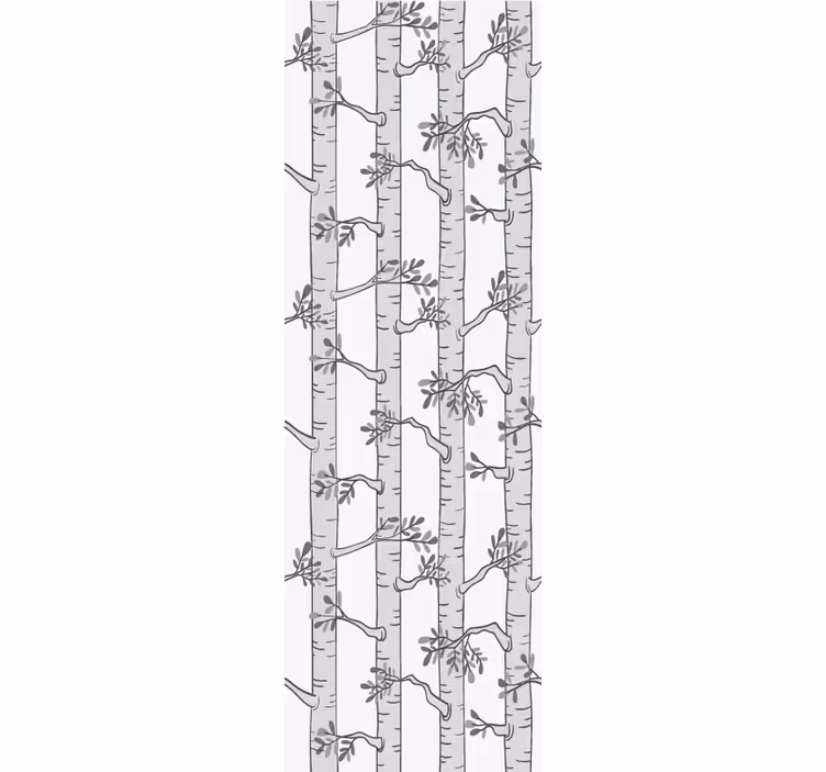 papel de parede árvores motivo cinza bétula e branco - TenStickers