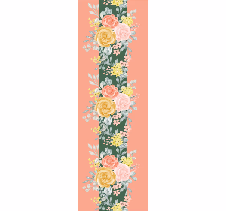 papel de parede flores rosas e folhagens - TenStickers