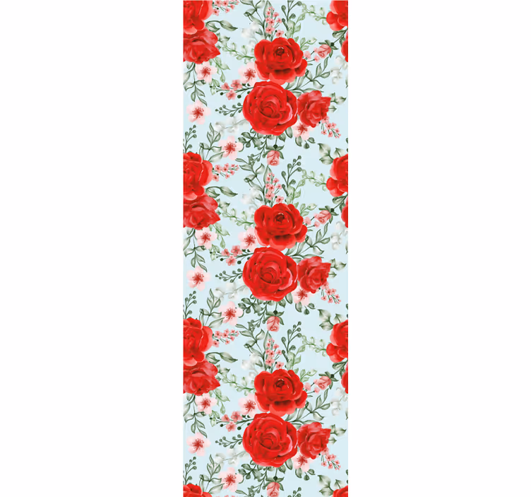 papel de parede flores rosa vermelha floral - TenStickers