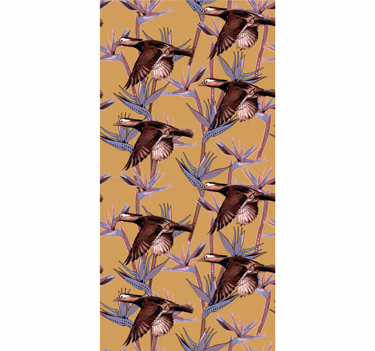 Papel de parede pássaros motivo tropical flocado - TenStickers
