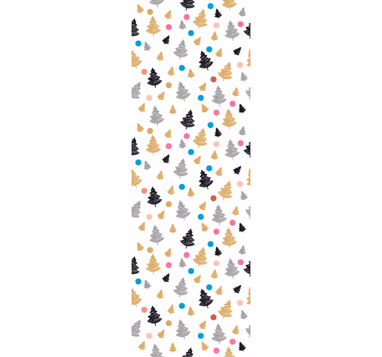 papel de parede árvores padrão de pinho colorido - TenStickers