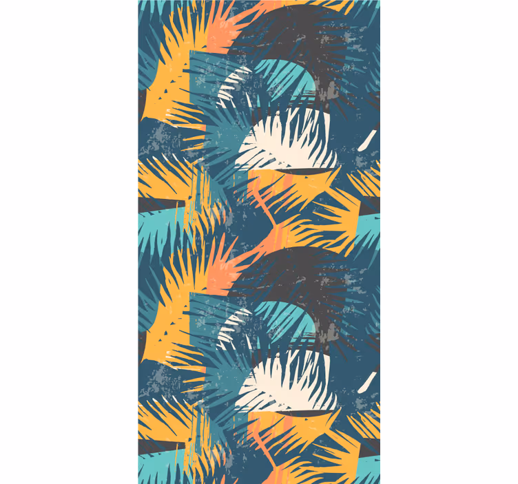 papel de parede selva palmeiras coloridas abstratas - TenStickers