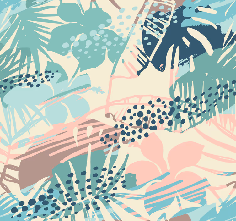 papel de parede selva design de folhas exóticas - TenStickers