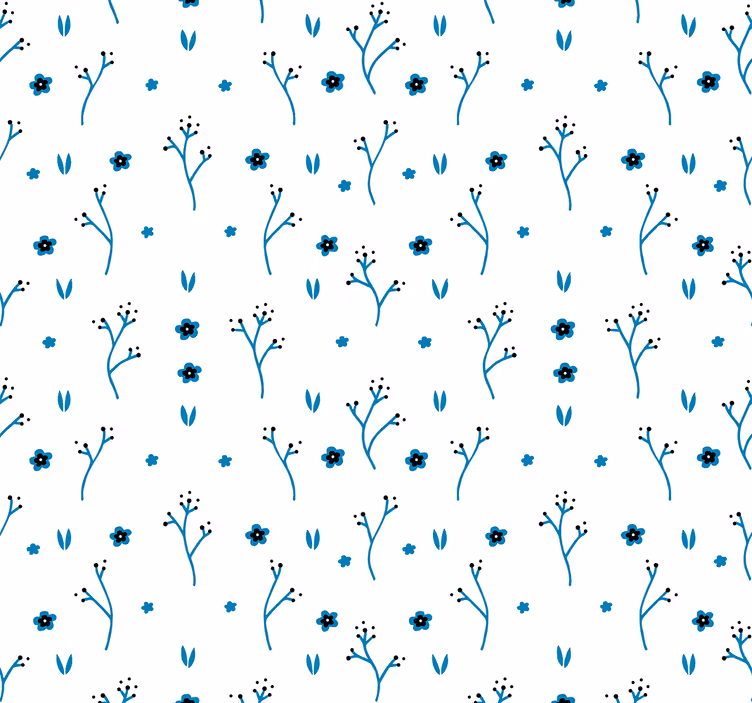 papel de parede flores desenhos florais azuis - TenStickers
