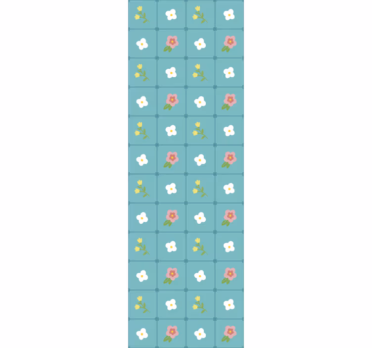 papel de parede azulejo motivos azuis floridos - TenStickers