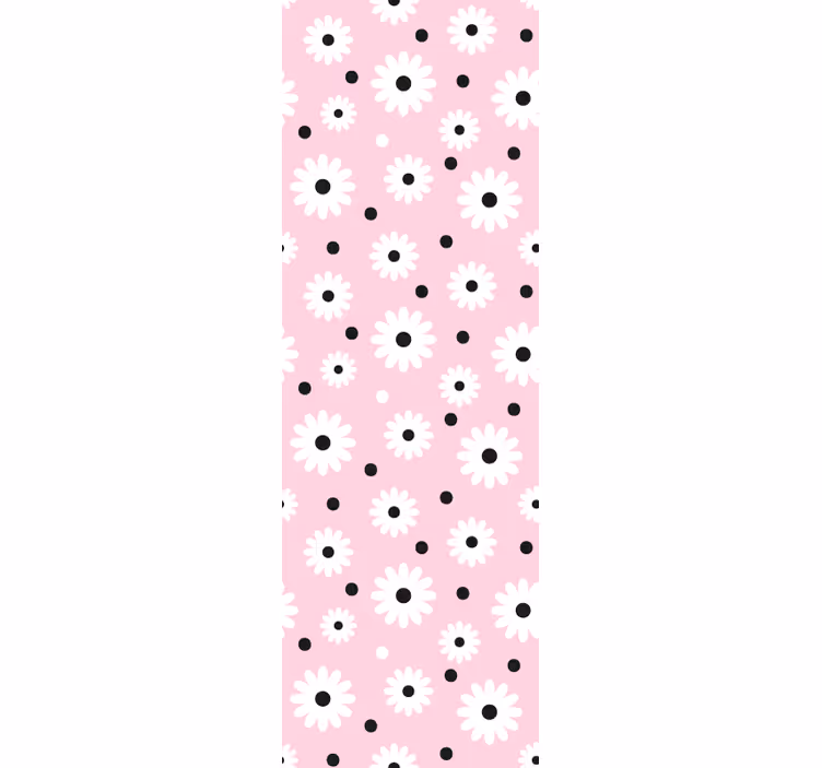 papel de parede flores margaridas rosas e brancas - TenStickers