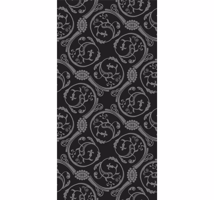 papel de parede floral elementos pretos elegantes - TenStickers