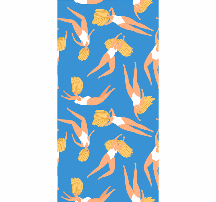 papel de parede azul nadadores alegres - TenStickers