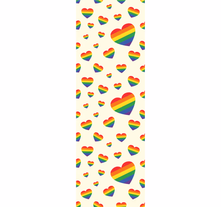 Papel de parede infanto juvenil com corações arco-íris - TenStickers